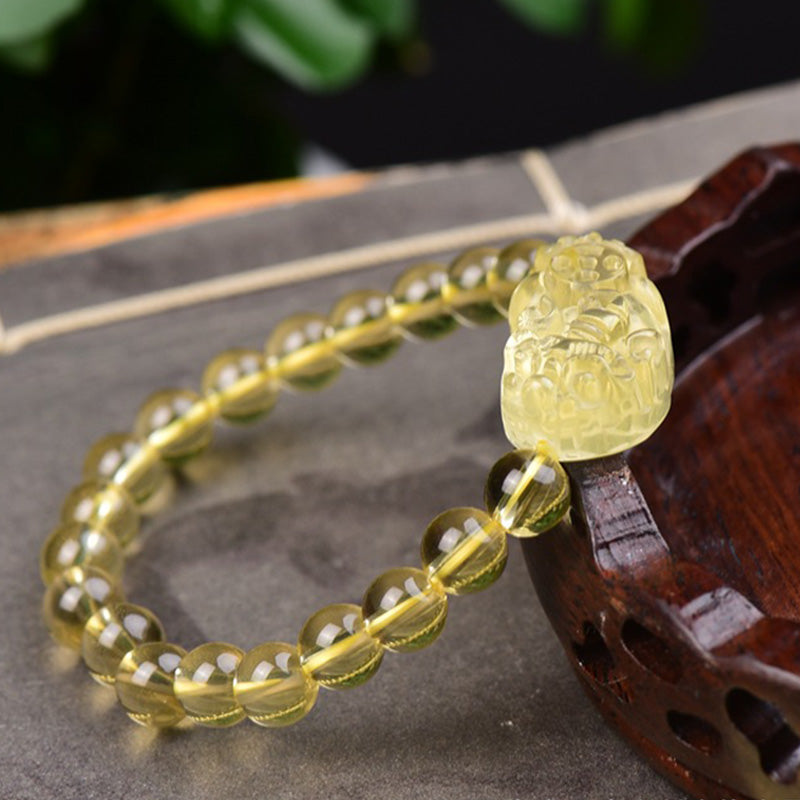 Mythstone FengShui Citrine PiXiu Wealth Bracelet