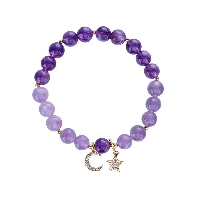 MythStone Amethyst Crystal Moon Star Healing Bracelet