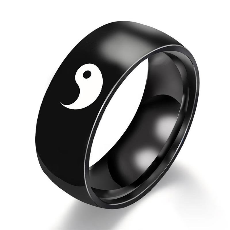 Mythstone Yin Yang Balance Titanium Steel Couple Ring