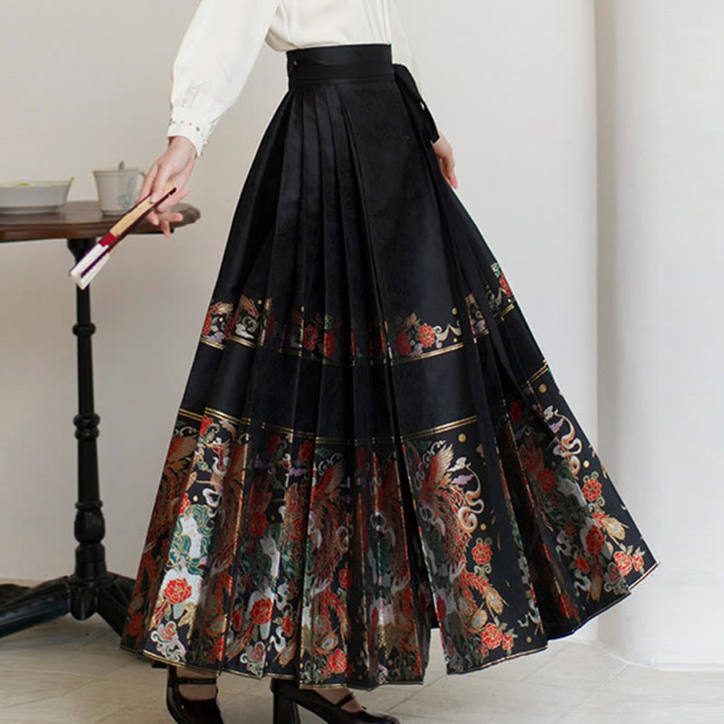 Mythstone Long Sleeve Shirt Embroidery Top Chinese Hanfu Phoenix Horse Face Skirt Mamianqun