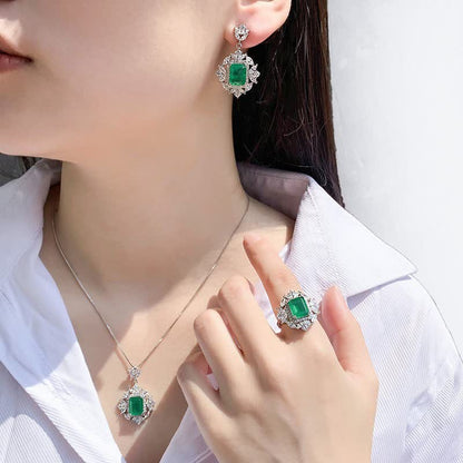 Mythstone Emerald Crystal Red Corundum Confidence Courage Ring Earrings Necklace Pendant