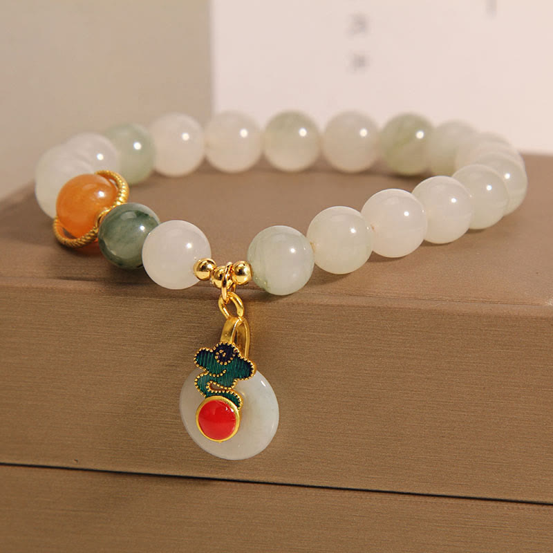 Mythstone Jade Auspicious Clouds Red Agate Citrine Prosperity Bracelet