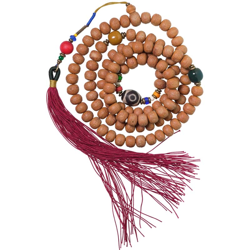 Mythstone 108 Mala Beads Bodhi Seed Dzi Bead Peace Tassel Bracelet