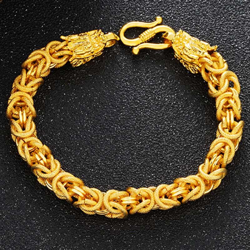 Mythstone 24k Gold Plated Double Headed Dragon Protection Bracelet