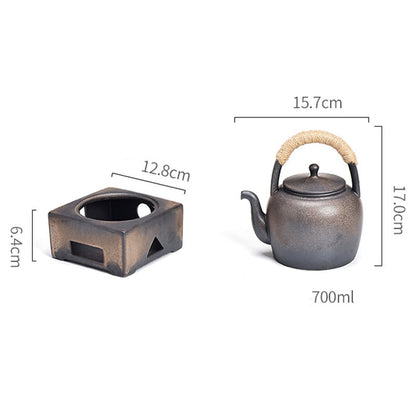 Mythstone Retro Brown Chinese Gongfu Tea Ceramic Kung Fu Teapot 700ml With Base