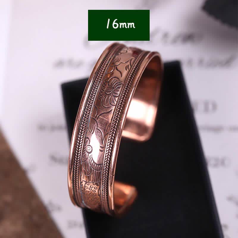 Mythstone Vintage Pattern Luck Balance Copper Cuff Bracelet Bangle