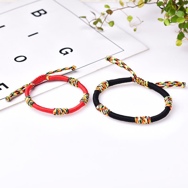 Mythstone Tibetan Handmade Colorful King Kong Knot Lucky Protection Braid String Bracelet