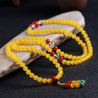 Mythstone 108 Mala Beads Yellow Chalcedony Harmony Bracelet