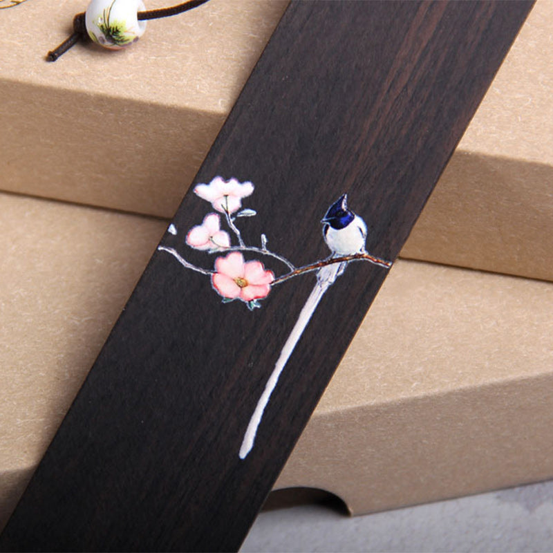 Mythstone Oriole Bird Flower Ebony Wood Bookmarks With Gift Box