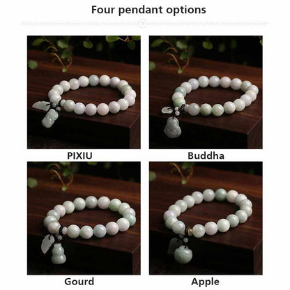 Mythstone Natural Jade Pi Xiu Buddha Gourd Apple Success Bracelet