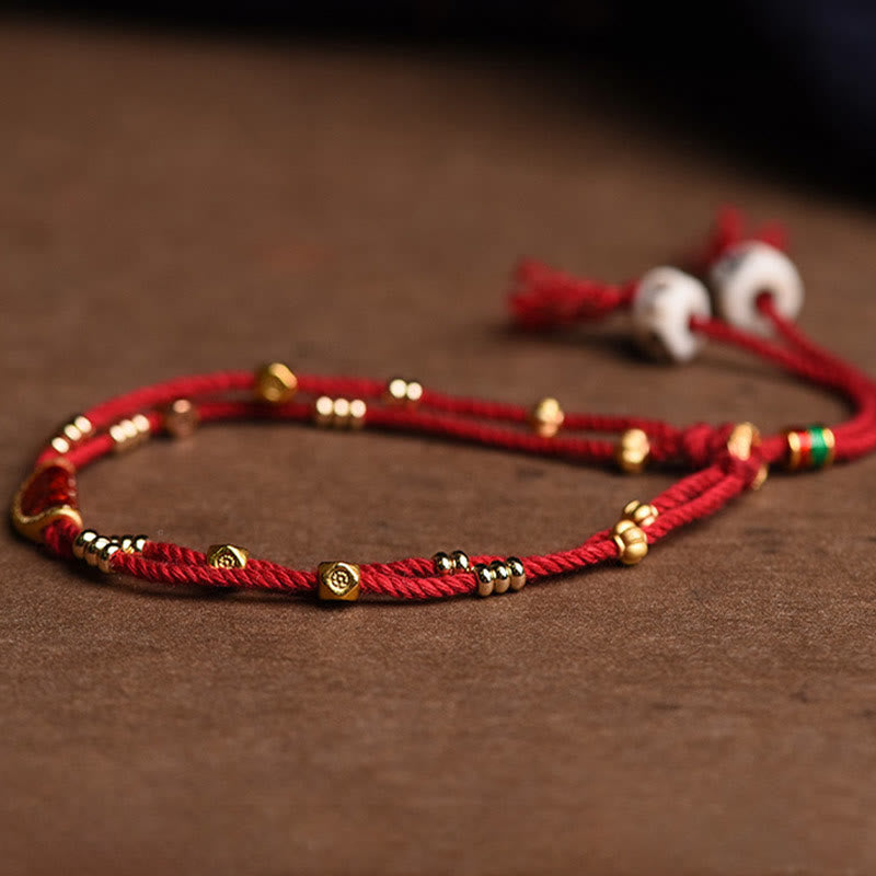 Mythstone Handmade Cinnabar Dumplings Design Luck Braided Red Rope Bracelet