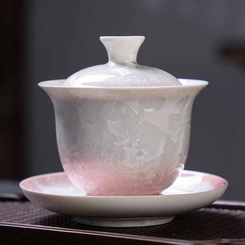 Mythstone Traditional Glaze Ceramic Gaiwan Sancai Teacup Kung Fu Tea Cup And Saucer With Lid 180ml