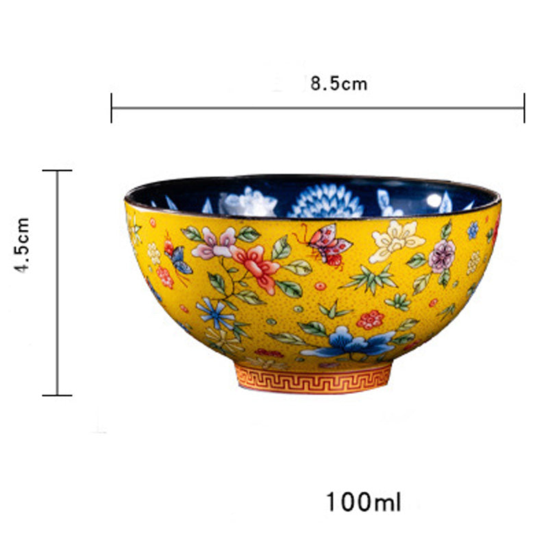 Mythstone Koi Fish Chrysanthemum Peony Flower Butterfly Ceramic Teacup Kung Fu Tea Cup Bowl 100ml