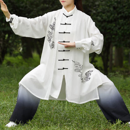 Mythstone Auspicious Clouds Gradient Meditation Prayer Spiritual Zen Tai Chi Qigong Practice Women's Clothing Set