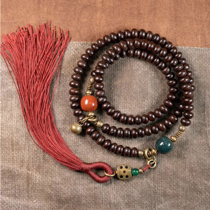 MythStone 108 Mala Beads Natural Tibet Purple Bodhi Seed Auspiciousness Bracelet