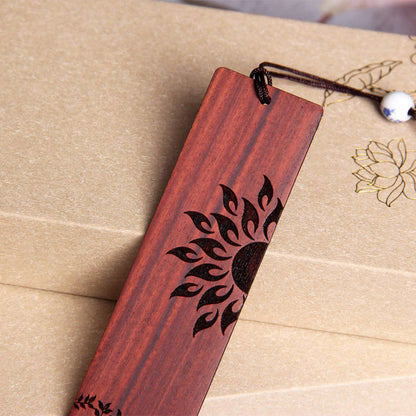 Mythstone Sun Tree Ebony Wood Small Leaf Red Sandalwood Bookmarks With Gift Box