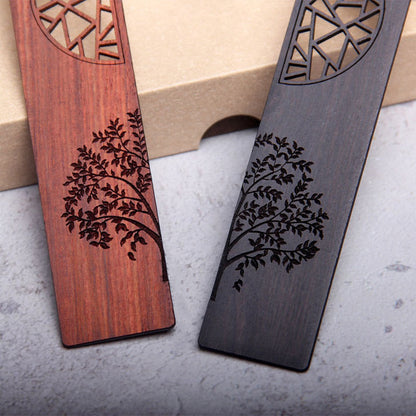 Mythstone The Tree of Life Ebony Wood Small Leaf Red Sandalwood Bookmarks With Gift Box