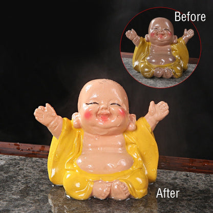 Mythstone Color Changing Laughing Buddha Resin Tea Pet Wealth Home Figurine Decoration