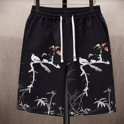 Mythstone Landscape Coconut Trees Magpie Pattern Short Sleeve Shorts Men's Set