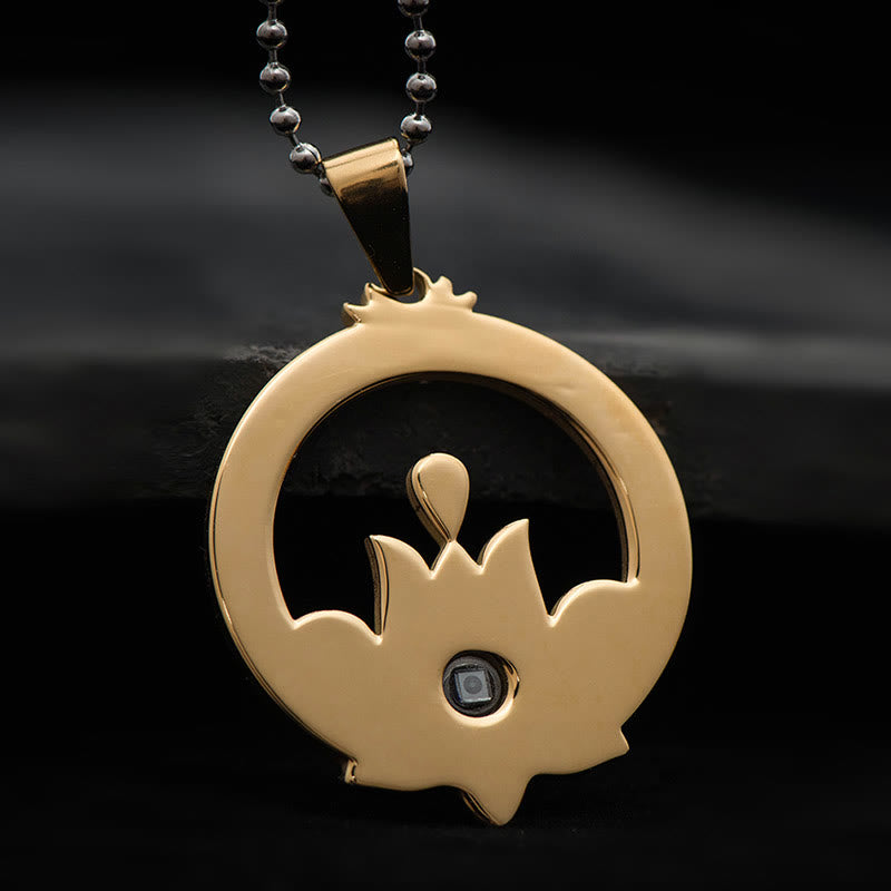 Mythstone Lotus Titanium Steel Enlightenment Projection Shurangama Mantra Necklace Pendant