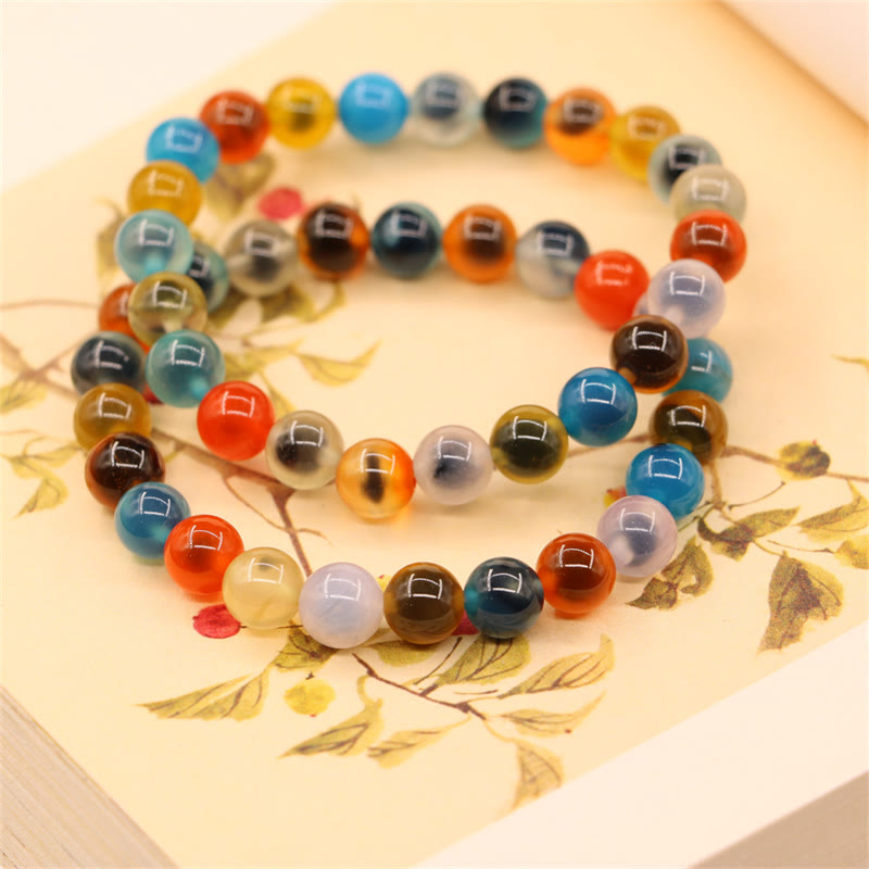 Pulsera de cuentas de ágata de caramelo de colores Mythstone con poder curativo