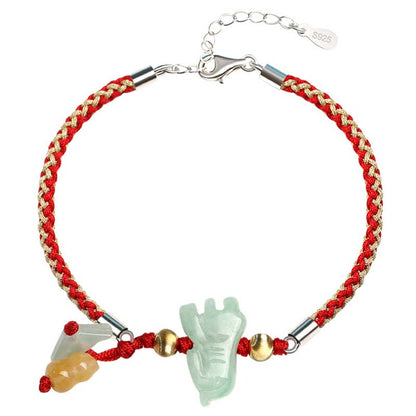 Pulsera de hilo rojo de jade y prosperidad del zodíaco chino Mythstone