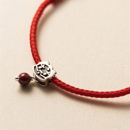 Mythstone 925 Sterling Silver Luck Year of the Dragon Cinnabar Red String Bracelet