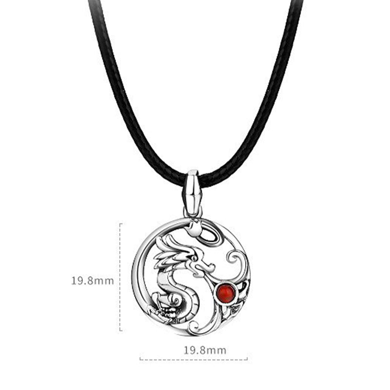 Collar con colgante de cuerda de la suerte con perla del año del dragón en plata de ley 925 de Mythstone