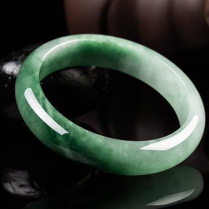 MythStone Natural Jade Fortune Blessing Bangle Bracelet