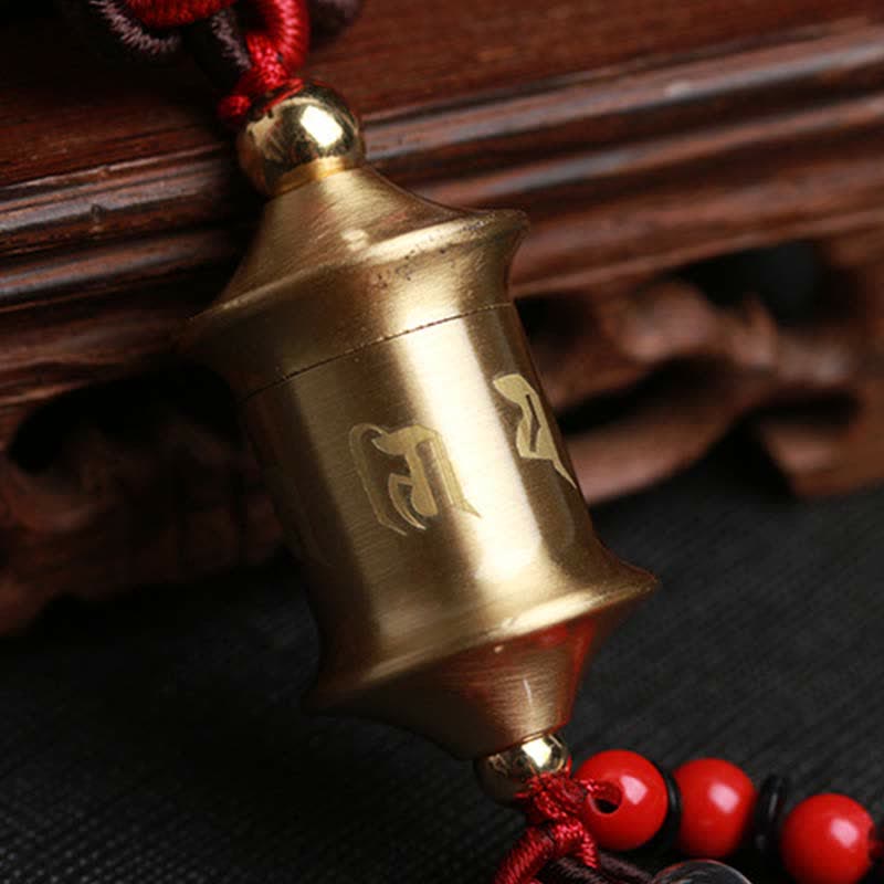 Mythstone Tibet Om Mani Padme Hum Prayer Wheel Nine Palace Eight Trigrams Copper Car Hanging Decoration