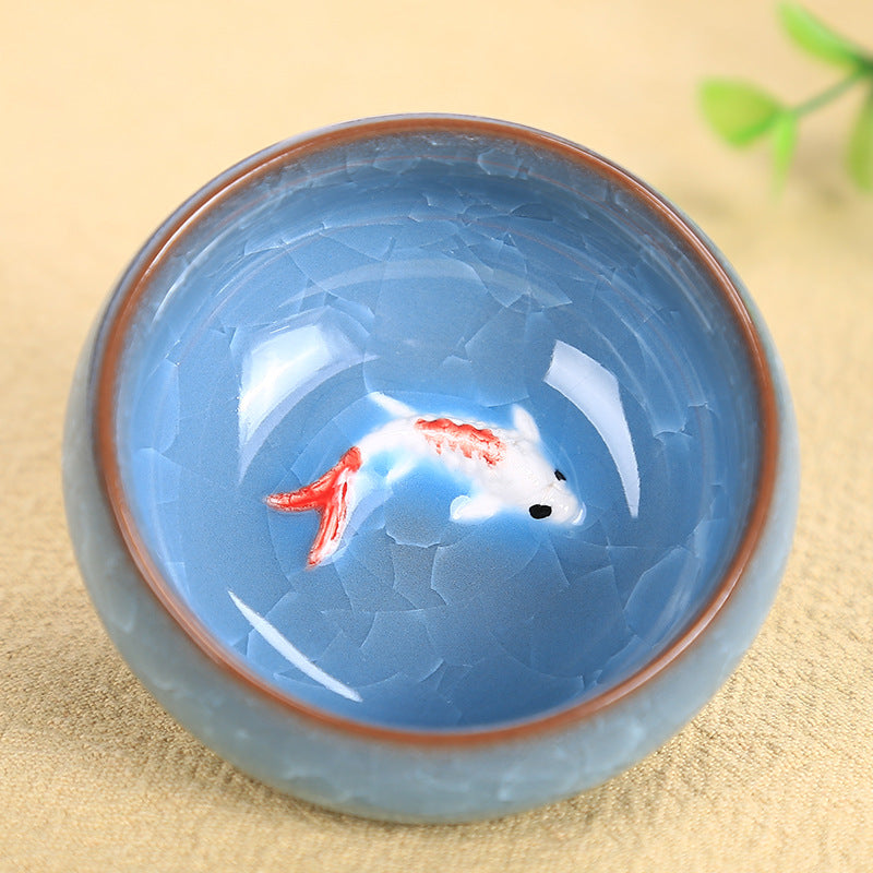 Mythstone Cute Koi Fish Ceramic Teacup Kung Fu Tea Cup Bowl 45ml