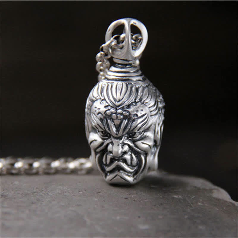 Mythstone 999 Sterling Silver Buddha Demon Serenity Necklace Pendant