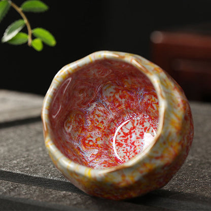 Mythstone Orange Red Green Yellow Ceramic Teacup Kung Fu Tea Cup