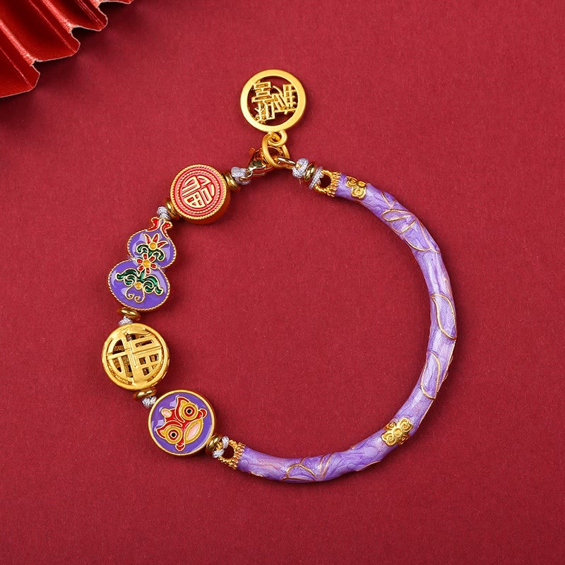 Mythstone Tibetan Gourd Fortune Happiness Lion Wealth Luck Bracelet