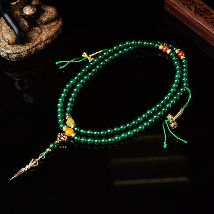 Mythstone 108 Beads Natural Green Agate Success Bracelet Mala