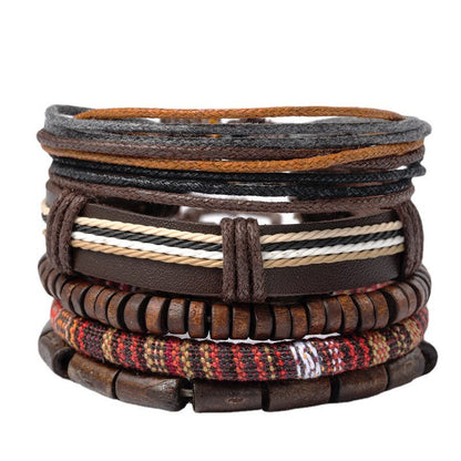 Mythstone Wrap Hemp Cords Wood Beads Leather Bracelet