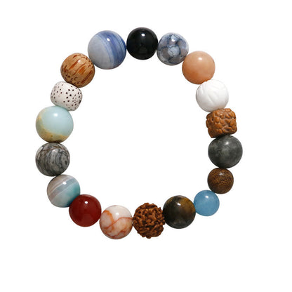 Mythstone Natural Bodhi Seed Crystal Stone Agate Keep Away Evil Spirits Bracelet