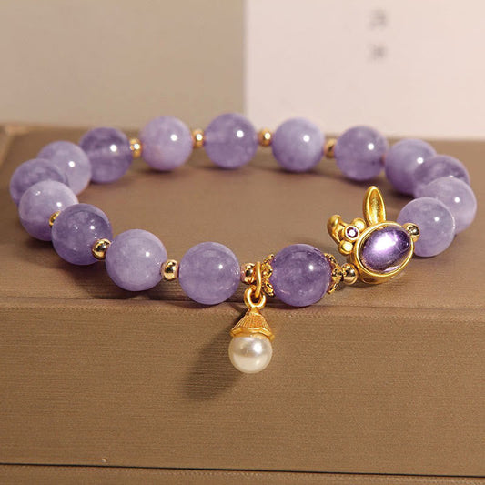 Mythstone Natural Purple Jade Rabbit Happiness Bracelet