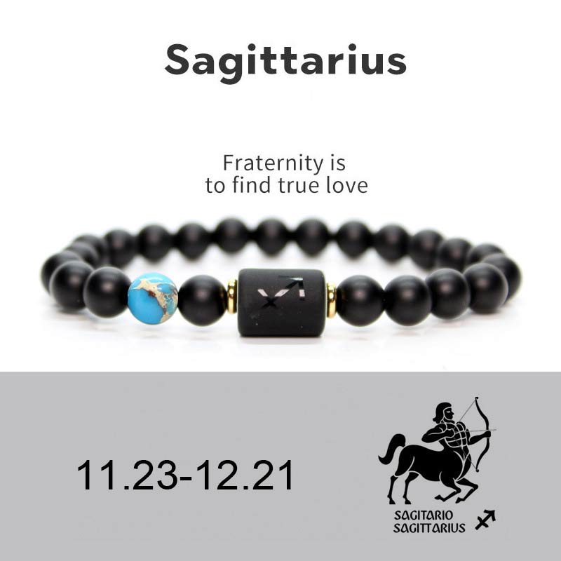 Mythstone 12  Constellations of the Zodiac Black Onyx Adjustable Bracelet