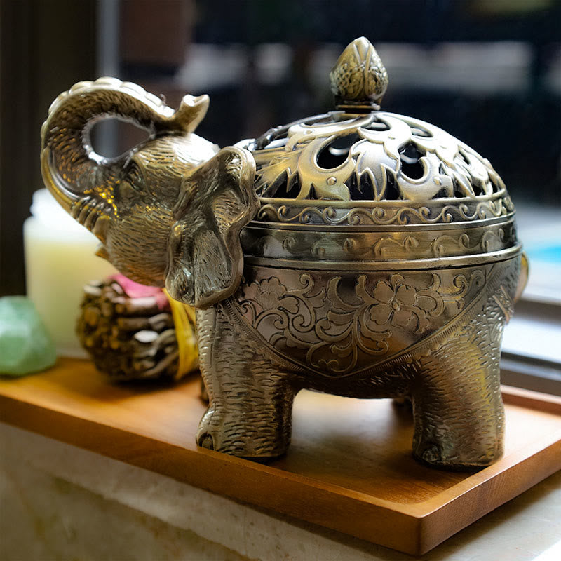 Mythstone Elephant Alloy Incense Holder Home Decoration Incense Burner