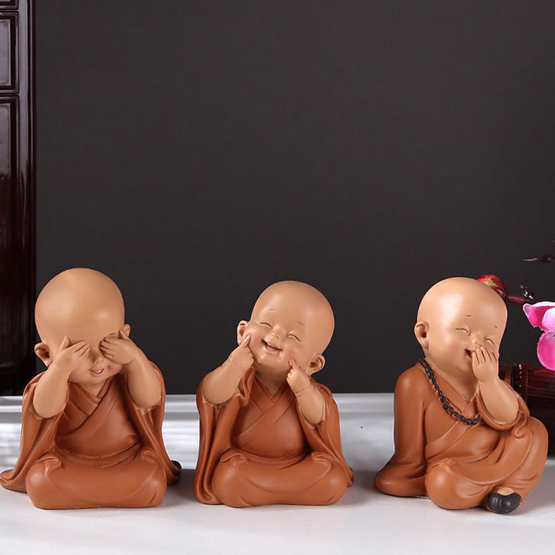 Mythstone Small Mini Meditation Praying Monk Serenity Resin Home Decoration