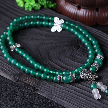 Pulsera de soporte con forma de mariposa de ágata verde natural Mythstone 