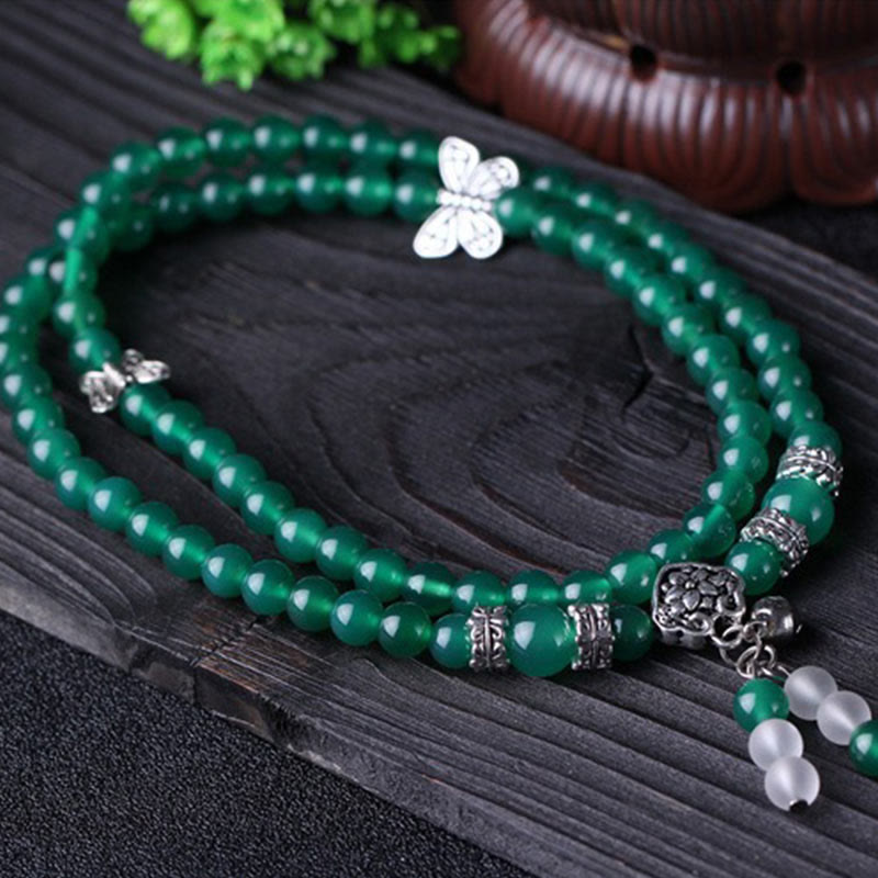 MythStone Natural Green Agate Butterfly Support Bracelet