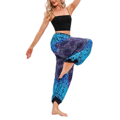 Pantalones de harén con estampado de brújula holgados e informales de Mythstone, pantalones de yoga para mujer 