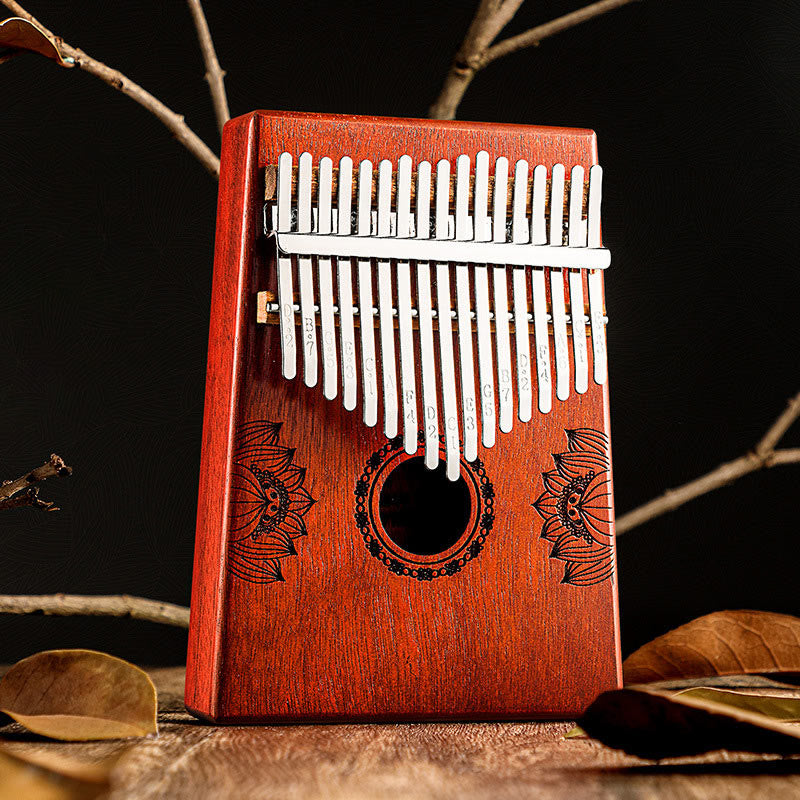 Mythstone Kalimba 17/21 Keys Thumb Piano Lotus Design Portable Finger Piano