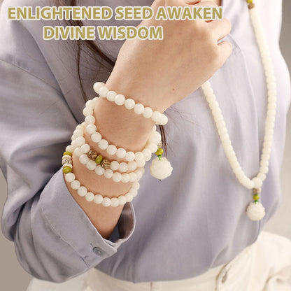 Mythstone White Jade Bodhi Lotus Mala Harmony Necklace Bracelet