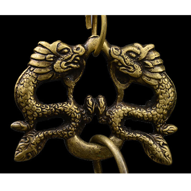 Mythstone Tibetan Engraved Buddha Dragon Wind Chime Bell Copper Luck Wall Hanging Decoration