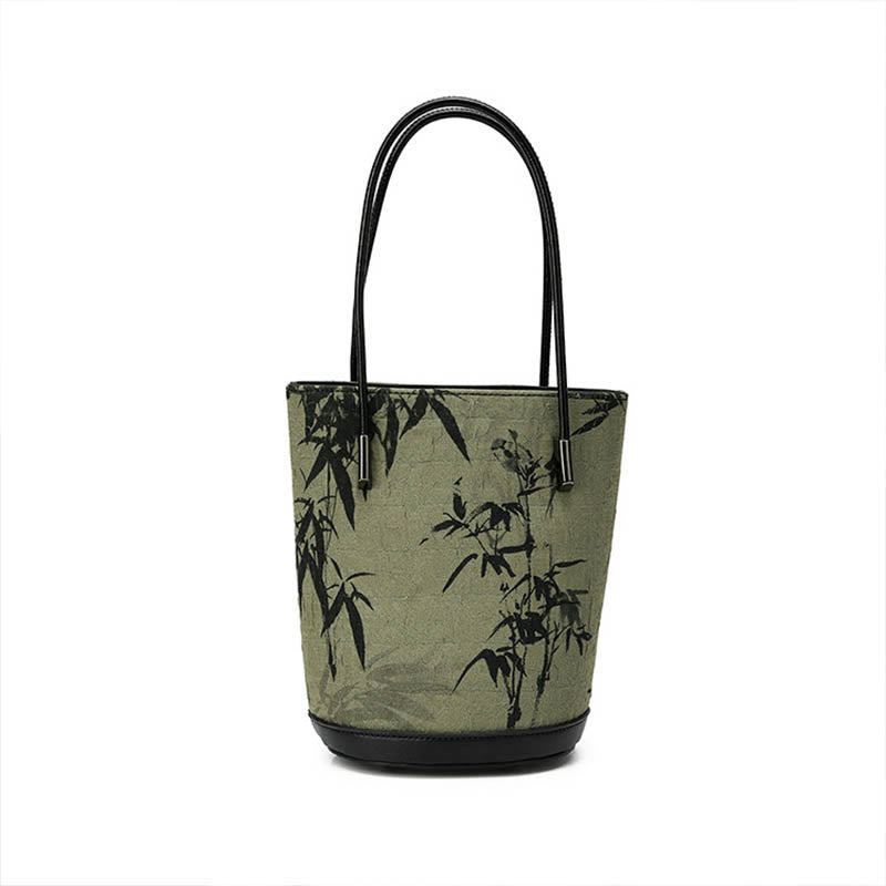 Mythstone Green Bamboo Print Vintage Crossbody Bag Handbag