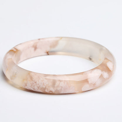 Mythstone Natural Sakura Agate Peace Bracelet Bangle