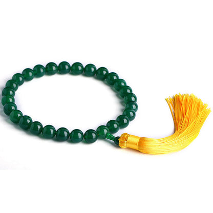 Mythstone Natural Green Agate Wrist Mala Power Tassels Pocket Mala Car Decoration